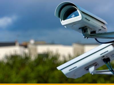 Security CCTV Camera Or Surveillance System With Construction Site